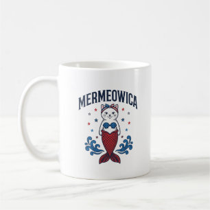 Mermeowica Patriotic Cat Mermaid Shirt Design_1 Coffee Mug