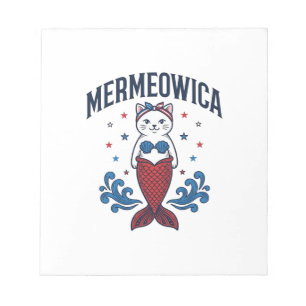 Mermeowica Patriotic Cat Mermaid Shirt Design_1 Notepad
