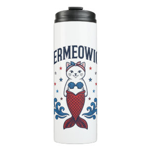 Mermeowica Patriotic Cat Mermaid Shirt Design_1 Thermal Tumbler