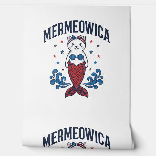 Mermeowica Patriotic Cat Mermaid Shirt Design_1 Wallpaper
