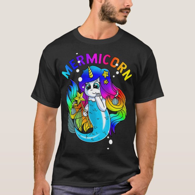 Mermicorn  Mermaid Unicorn Magical Rainbow Creatur T-Shirt (Front)
