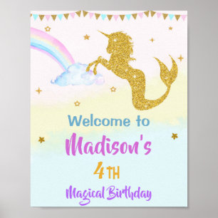 Mermicorn welcome party sign Magical birthday sign