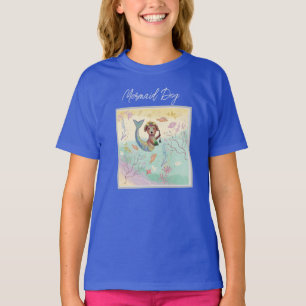 mermid dog watercolor kids T-Shirt