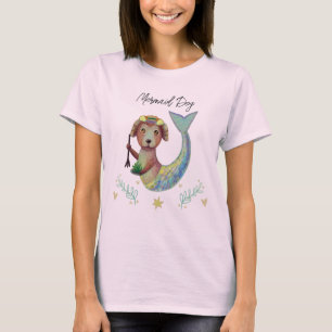 mermid dog watercolor kids T-Shirt