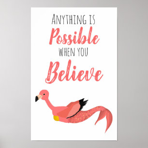 Mermingo: Mermaid Flamingo Inspirational Quote Poster