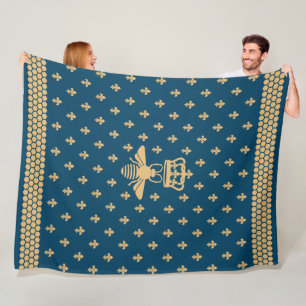 Merovingian Fleur-de-lis and Royal Bee Fleece Blanket
