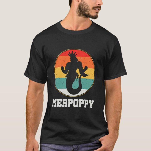 Merpoppy Security Merman Mermaid Grandpa Fish T-Shirt (Front)