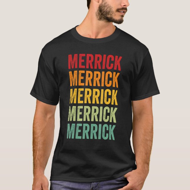 Merrick County Nebraska Rainbow Text Design T-Shirt (Front)