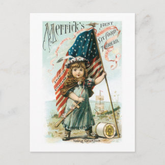 Merricks Thread Girl with USA Flag Postcard