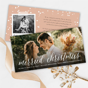 Merried Christmas Mr And Mrs Photo Modern Wedding Holiday Card