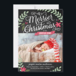 Merrier Christmas Birth Announcement Holiday Card<br><div class="desc">Sweet and full of charm,  this modern photo birth announcement is the perfect way to introduce the newest member of your family. Custom color available upon request.</div>
