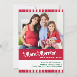 Merrier Christmas Pregnancy Expecting Again Holiday Card