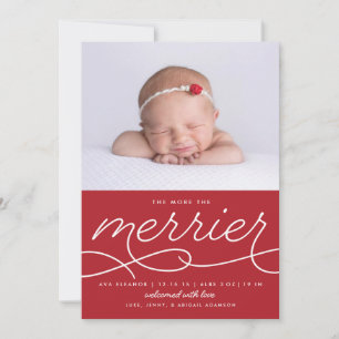 Merrier Newborn First Christmas Birth Announcement