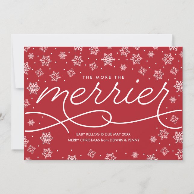 Merrier Pregnancy Announcement Christmas Card (Front)