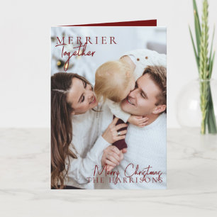 Merrier Together Family 1 Photo Modern Christmas  Holiday Card