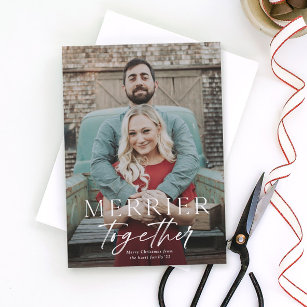 Merrier together full bleed photo Merry Christmas  Card