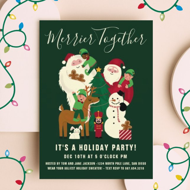 Merrier Together Santa Friends Holiday Invitation (Creator Uploaded)