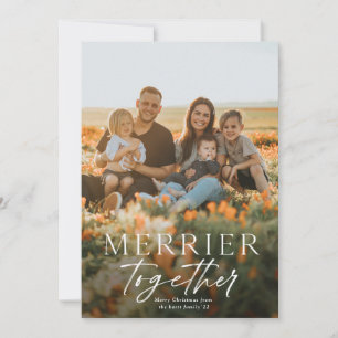 Merrier Together Script Photo Merry Christmas Card