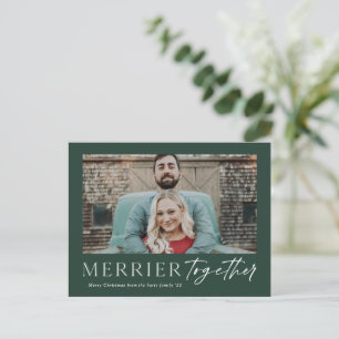 Merrier Together Script Photo Merry Christmas Holiday Postcard