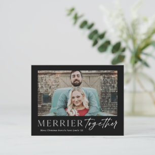Merrier Together Script Photo Merry Christmas Holiday Postcard