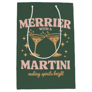 Merrier with a Martini Christmas Cocktail Holiday  Medium Gift Bag