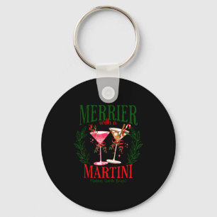 Merrier With A Martini Funny Bachelorette Merry Ch Key Ring