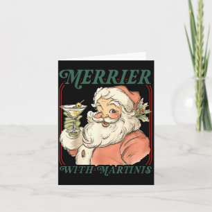 Merrier With A Martini Santa Christmas Tail Card