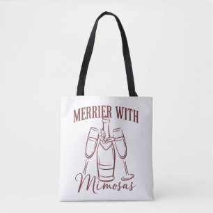 Merrier with Mimosas Christmas Prosecco Wine Party Tote Bag