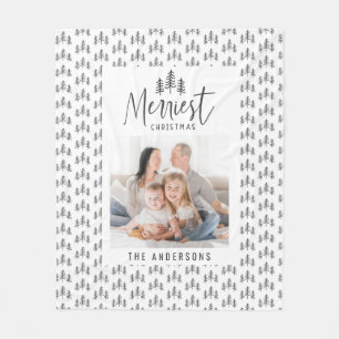 Merriest Christmas 1 photo rustic hand drawn tree Fleece Blanket