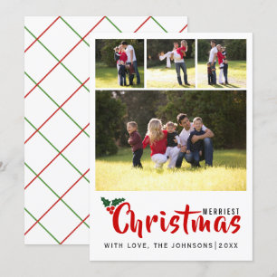 Merriest Christmas 4 photo collage simple card
