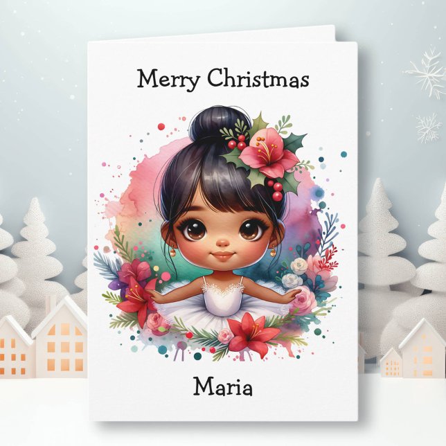 Merriest Christmas Ballerina Colouring Page Girl's Card (Creator Uploaded)
