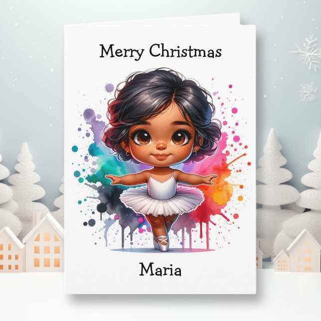 Merriest Christmas Ballerina Colouring Page Girl's Card (Creator Uploaded)