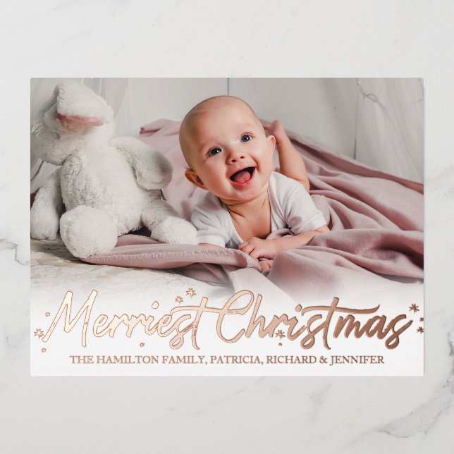 Merriest Christmas Birthday Announcement Photo (Front)