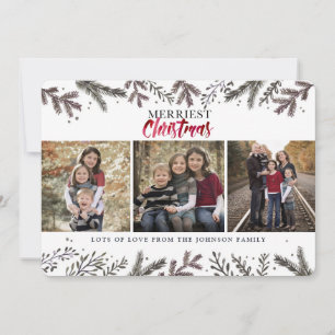 Merriest Christmas   Botanical Trees   Photo Card