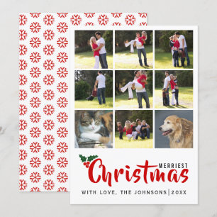 Merriest Christmas collage with 9 photos card