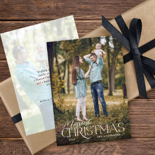 Merriest Christmas Elegant 2 Photos Christmas Holiday Card