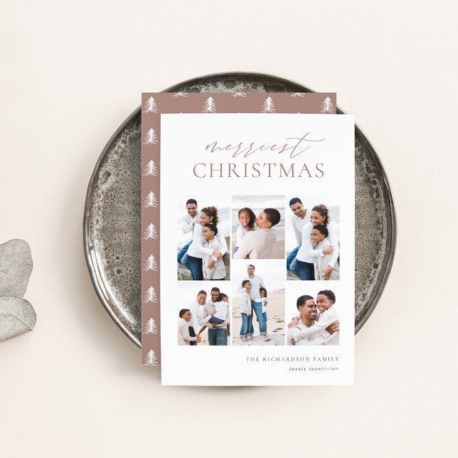 Merriest Christmas Elegant 6 Photo Collage Holiday Card (Creator Uploaded)