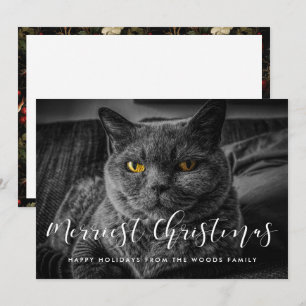 Merriest Christmas Elegant Family Photo Holiday Card