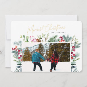 Merriest Christmas Elegant Faux Gold Foil Custom  Holiday Card
