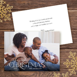 Merriest Christmas Elegant Script Photo Christmas Holiday Card
