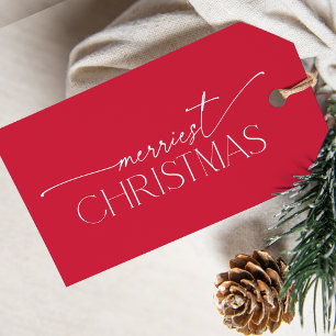 Merriest Christmas Elegant Typography Holiday Gift Tags
