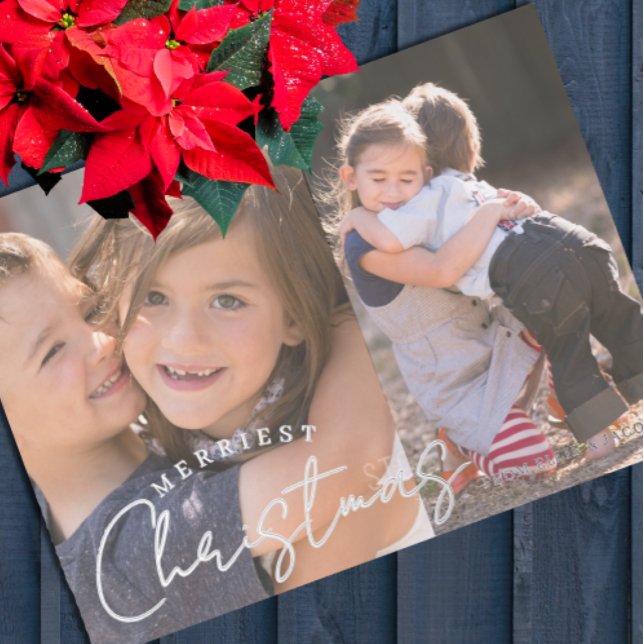 Merriest Christmas Family Joy 2 Photo Christmas Foil Holiday Card (Creator Uploaded)