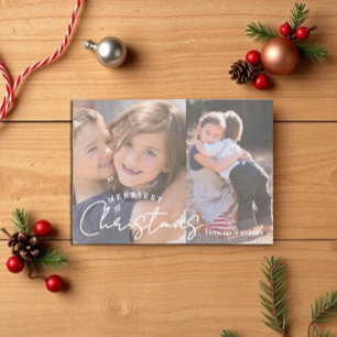 Merriest Christmas Family Joy 2 Photo Christmas Holiday Card
