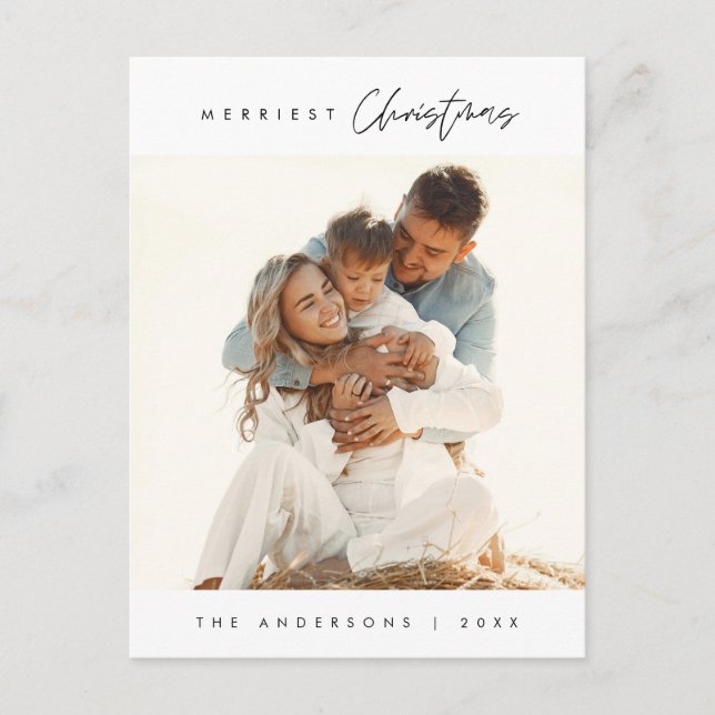 Merriest Christmas Family Photo, Contemporary Postcard (Front)