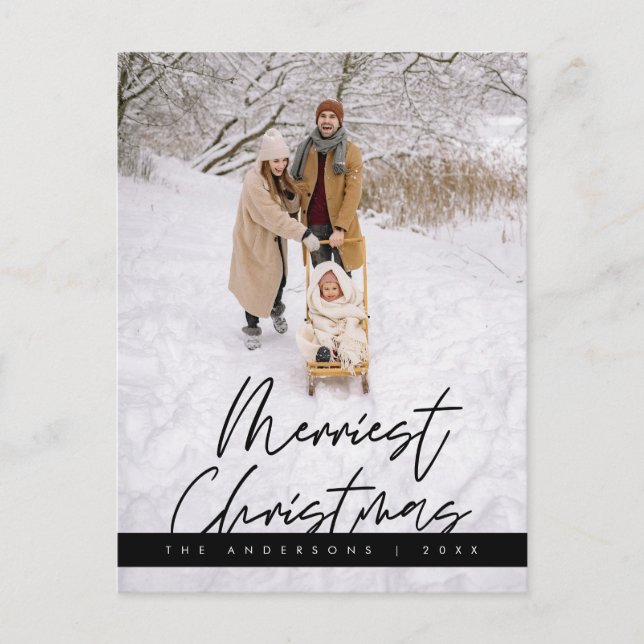 Merriest Christmas Family Photo, Cosy Greeting Postcard (Front)