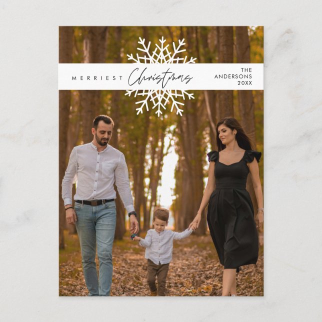 Merriest Christmas Family Photo, Cosy Happiness Postcard (Front)