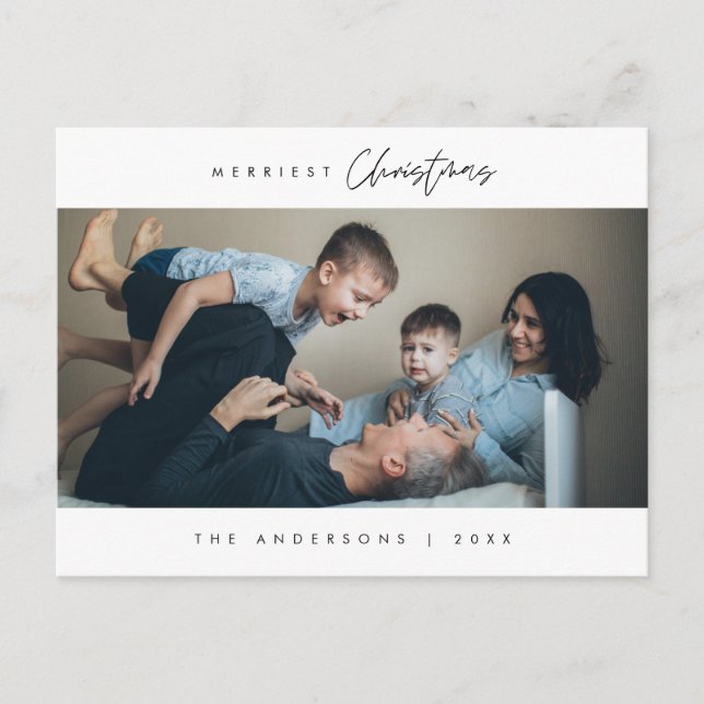 Merriest Christmas Family Photo, Cosy Happiness Postcard (Front)