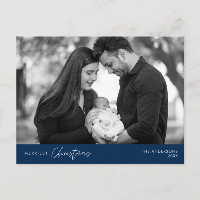 Merriest Christmas Family Photo, Cosy Happiness Postcard (Front)