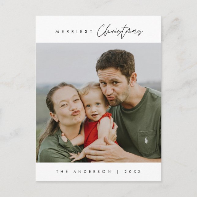 Merriest Christmas Family Photo, Cute Happiness Postcard (Front)