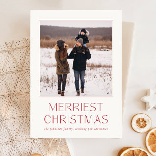 Merriest Christmas Family Photo Holiday Christmas Postcard
